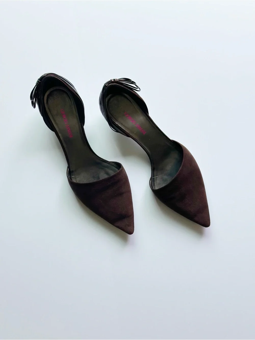 Giorgio Armani Vintage Suede Brown D’Orsay Pump Heels